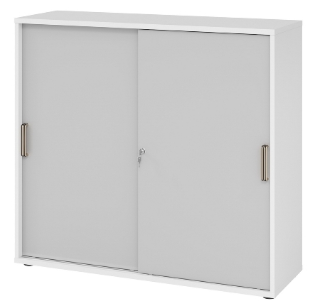Hammerbacher 1753S Schiebetürenschrank 3OH Bügelgriff (BS) abschließbar (BxTxH)120x40x110cm Weiß/Nussbaum