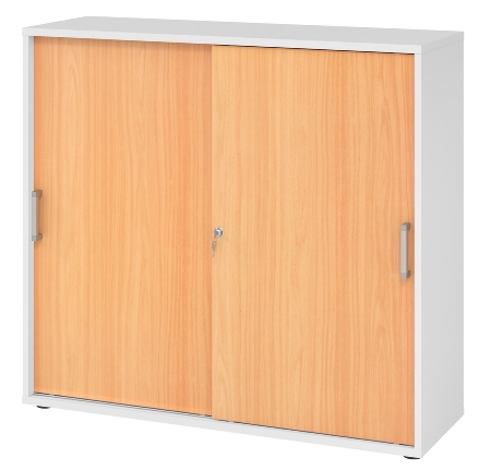 Hammerbacher 1753S Schiebetürenschrank 3OH Bügelgriff (BS) abschließbar (BxTxH)120x40x110cm Weiß/Nussbaum