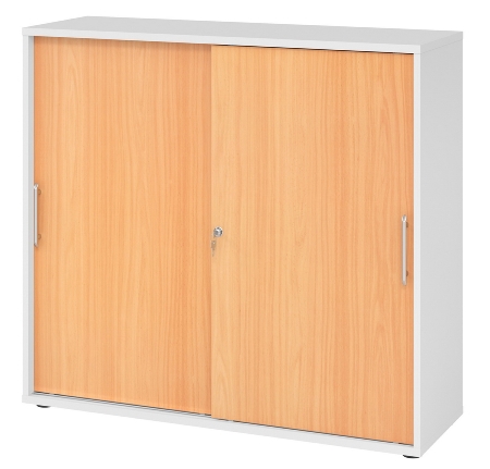 Hammerbacher 1753S Schiebetürenschrank 3OH Bügelgriff (BS) abschließbar (BxTxH)120x40x110cm Weiß/Nussbaum