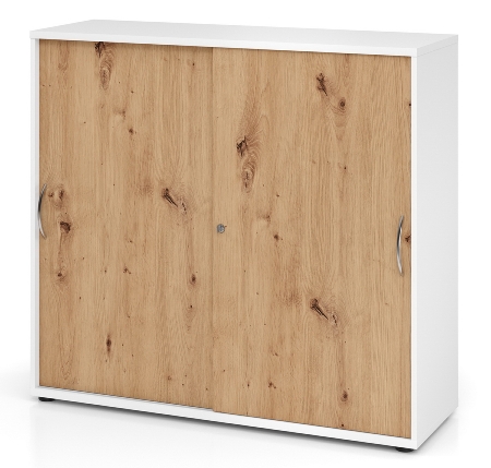 Hammerbacher 1753S Schiebetürenschrank 3OH Bügelgriff (BS) abschließbar (BxTxH)120x40x110cm Weiß/Nussbaum