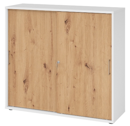 Hammerbacher 1753S Schiebetürenschrank 3OH Bügelgriff (BS) abschließbar (BxTxH)120x40x110cm Weiß/Nussbaum
