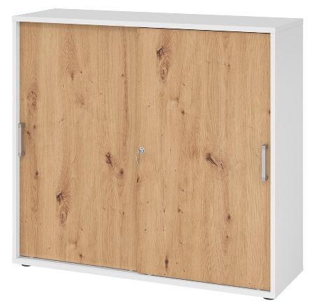 Hammerbacher 1753S Schiebetürenschrank 3OH Bügelgriff (BS) abschließbar (BxTxH)120x40x110cm Weiß/Nussbaum