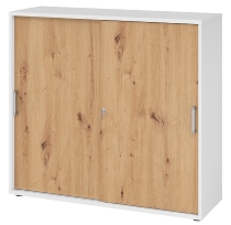Hammerbacher 1753S Schiebetürenschrank 3OH Bügelgriff (BS) abschließbar (BxTxH)120x40x110cm Weiß/Nussbaum