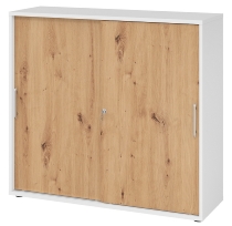 Hammerbacher 1753S Schiebetürenschrank 3OH Bügelgriff (BS) abschließbar (BxTxH)120x40x110cm Weiß/Nussbaum