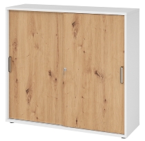 Hammerbacher 1753S Schiebetürenschrank 3OH Bügelgriff (BS) abschließbar (BxTxH)120x40x110cm Weiß/Nussbaum