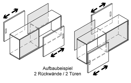 Hammerbacher Sideboard 1758S beidseitig 1.5OH (BxTxH) 160x40x59,6cm Weiß/Nussbaum