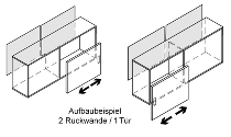 Hammerbacher Sideboard 1758S beidseitig 1.5OH (BxTxH) 160x40x59,6cm Weiß/Nussbaum