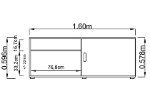 Hammerbacher Sideboard 1758S beidseitig 1.5OH (BxTxH) 160x40x59,6cm Graphit/Weiß