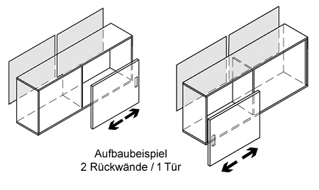 Hammerbacher Sideboard 1758S beidseitig 1.5OH (BxTxH) 160x40x59,6cm Weiß/Silber