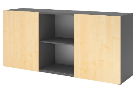 Hammerbacher Sideboard 1780 PREMIUM mit Schwebetüren (HxBxT) 160x42x74,8cm Weiß/Silber
