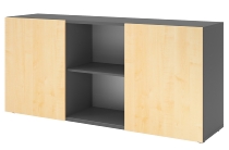 Hammerbacher Sideboard 1780 PREMIUM mit Schwebetüren (HxBxT) 160x42x74,8cm Weiß/Silber