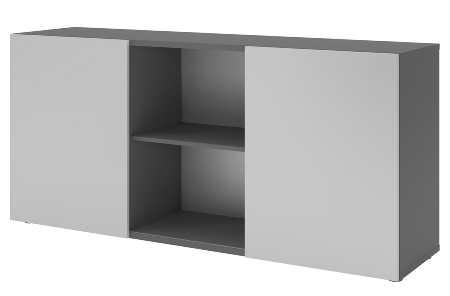 Hammerbacher Sideboard 1780 PREMIUM mit Schwebetüren (HxBxT) 160x42x74,8cm Weiß/Silber