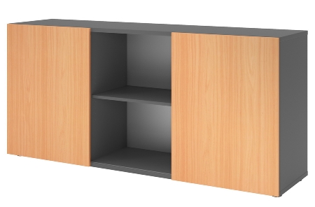Hammerbacher Sideboard 1780 PREMIUM mit Schwebetüren (HxBxT) 160x42x74,8cm Weiß/Silber