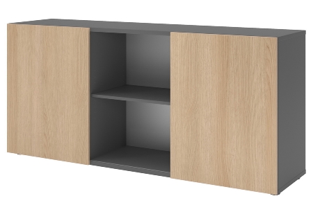 Hammerbacher Sideboard 1780 PREMIUM mit Schwebetüren (HxBxT) 160x42x74,8cm Weiß/Silber