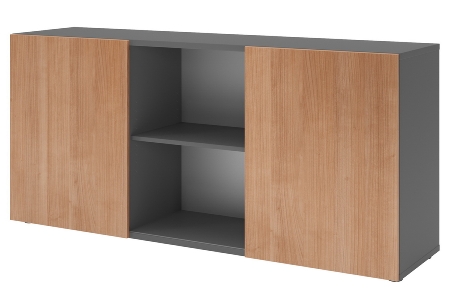 Hammerbacher Sideboard 1780 PREMIUM mit Schwebetüren (HxBxT) 160x42x74,8cm Weiß/Silber