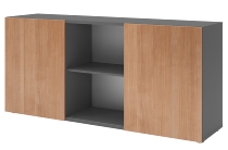 Hammerbacher Sideboard 1780 PREMIUM mit Schwebetüren (HxBxT) 160x42x74,8cm Weiß/Silber