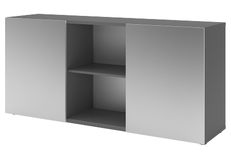 Hammerbacher Sideboard 1780 PREMIUM mit Schwebetüren (HxBxT) 160x42x74,8cm Weiß/Silber