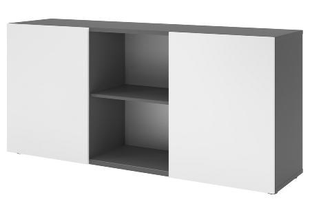 Hammerbacher Sideboard 1780 PREMIUM mit Schwebetüren (HxBxT) 160x42x74,8cm Weiß/Silber