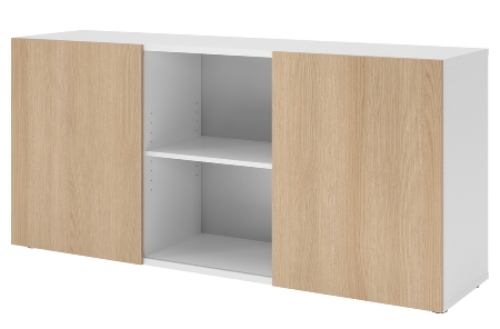 Hammerbacher Sideboard 1780 PREMIUM mit Schwebetüren (HxBxT) 160x42x74,8cm Weiß/Silber