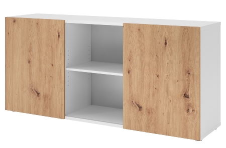 Hammerbacher Sideboard 1780 PREMIUM mit Schwebetüren (HxBxT) 160x42x74,8cm Weiß/Silber