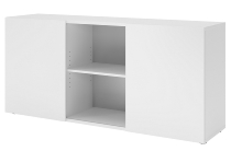 Hammerbacher Sideboard 1780 PREMIUM mit Schwebetüren (HxBxT) 160x42x74,8cm Weiß/Silber