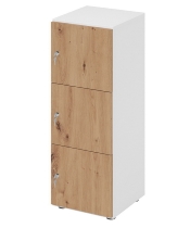 Hammerbacher Schliessfachschrank 234L3/DS 3 Fächer mit Zylinderschloss 3OH (BxTxH) 40x42x110cm Weiss/Asteiche