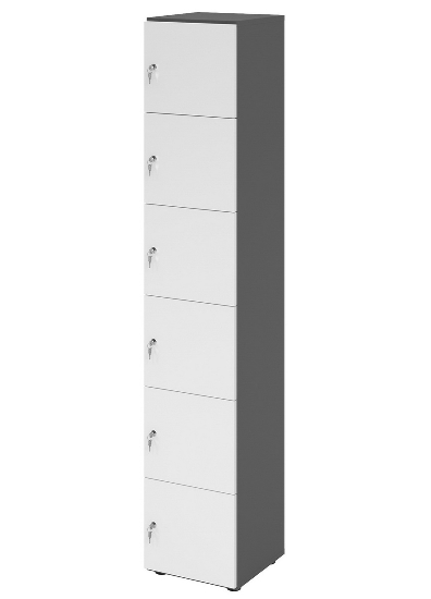 Hammerbacher Schliessfachschrank 264L6/DS 6 Fächer mit Zylinderschloss 6OH (BxTxH) 40x42x215,6cm Grau