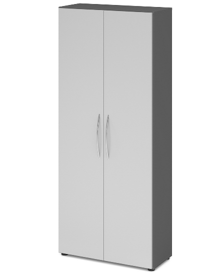 Hammerbacher 4200 Glastürenschrank BASIC 5OH Rahmen silber (BxTxH) 80x34,6x188cm tief BM Graphit