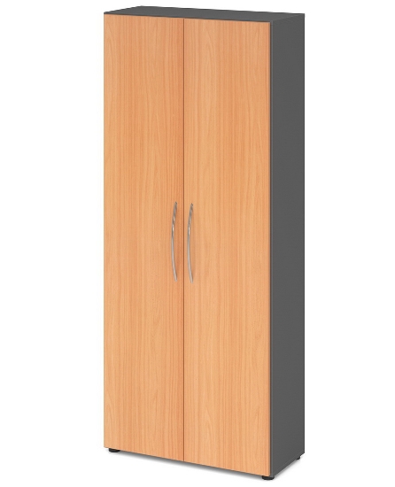 Hammerbacher 4200 Glastürenschrank BASIC 5OH Rahmen silber (BxTxH) 80x34,6x188cm tief BM Graphit