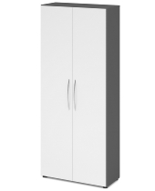 Hammerbacher 4200 Glastürenschrank BASIC 5OH Rahmen silber (BxTxH) 80x34,6x188cm tief BM Graphit