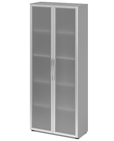 Hammerbacher 4200 Glastürenschrank BASIC 5OH Rahmen silber (BxTxH) 80x34,6x188cm tief BM Graphit