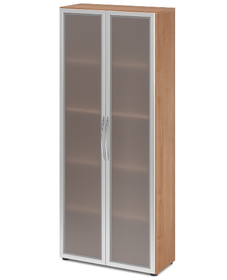 Hammerbacher 4200 Glastürenschrank BASIC 5OH Rahmen silber (BxTxH) 80x34,6x188cm tief BM Graphit