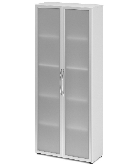 Hammerbacher 4200 Glastürenschrank BASIC 5OH Rahmen silber (BxTxH) 80x34,6x188cm tief BM Graphit