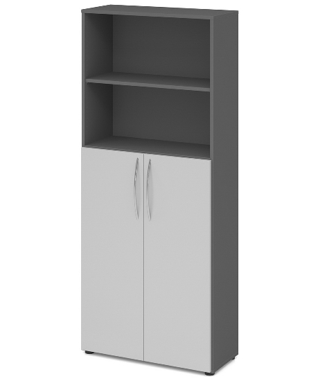 Hammerbacher 4770 Kombischrank BASIC 5OH/3OH Türen unten (BxTxH) 80x34,6x188cm BM Graphit/Grau