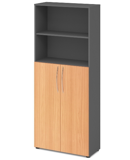 Hammerbacher 4770 Kombischrank BASIC 5OH/3OH Türen unten (BxTxH) 80x34,6x188cm BM Graphit/Buche