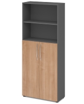 Hammerbacher 4770 Kombischrank BASIC 5OH/3OH Türen unten (BxTxH) 80x34,6x188cm BM Graphit/Nussbaum