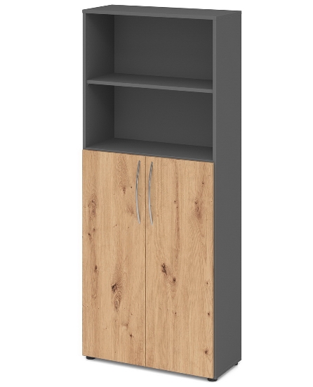 Hammerbacher 4770 Kombischrank BASIC 5OH/3OH Türen unten (BxTxH) 80x34,6x188cm BM Graphit/Asteiche