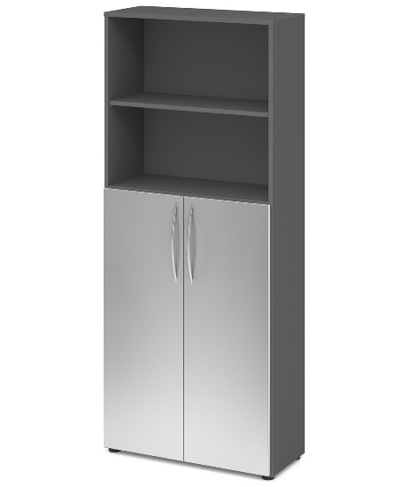 Hammerbacher 4770 Kombischrank BASIC 5OH/3OH Türen unten (BxTxH) 80x34,6x188cm BM Graphit/Silber