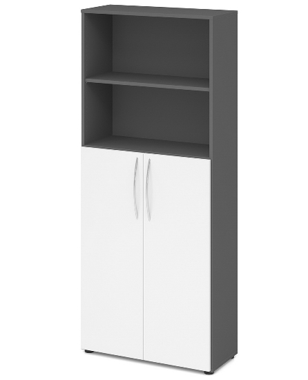 Hammerbacher 4770 Kombischrank BASIC 5OH/3OH Türen unten (BxTxH) 80x34,6x188cm BM Graphit/Weiß