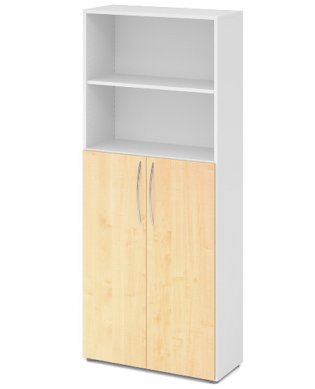 Hammerbacher 4770 Kombischrank BASIC 5OH/3OH Türen unten (BxTxH) 80x34,6x188cm BM BM Weiß/Ahorn