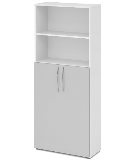 Hammerbacher 4770 Kombischrank BASIC 5OH/3OH Türen unten (BxTxH) 80x34,6x188cm BM Weiß/Grau