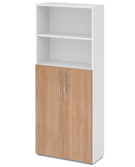 Hammerbacher 4770 Kombischrank BASIC 5OH/3OH Türen unten (BxTxH) 80x34,6x188cm BM Weiß/Nussbaum