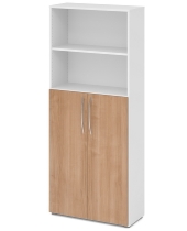Hammerbacher 4770 Kombischrank BASIC 5OH/3OH Türen unten (BxTxH) 80x34,6x188cm BM Weiß/Nussbaum
