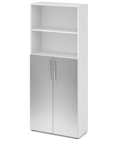Hammerbacher 4770 Kombischrank BASIC 5OH/3OH Türen unten (BxTxH) 80x34,6x188cm BM Weiß/Silber