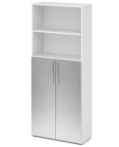 Hammerbacher 4770 Kombischrank BASIC 5OH/3OH Türen unten (BxTxH) 80x34,6x188cm BM Weiß/Silber