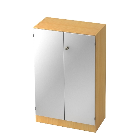 Hammerbacher Büroschrank 6910 SOLIDplus Sockelblende abschließbar 5OH (BxTxH) 100x42x200,4cm SG Weiß/Eiche