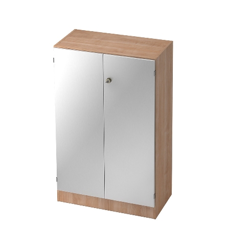 Hammerbacher Büroschrank 6910 SOLIDplus Sockelblende abschließbar 5OH (BxTxH) 100x42x200,4cm SG Weiß/Eiche