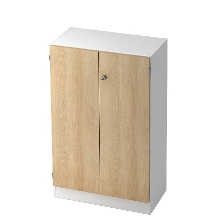 Hammerbacher Büroschrank 6910 SOLIDplus Sockelblende abschließbar 5OH (BxTxH) 100x42x200,4cm SG Weiß/Eiche