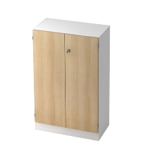 Hammerbacher Büroschrank 6550 SOLIDplus Sockelblende abschließbar 3OH (BxTxH) 80x42x127cm SG Weiß/Eiche