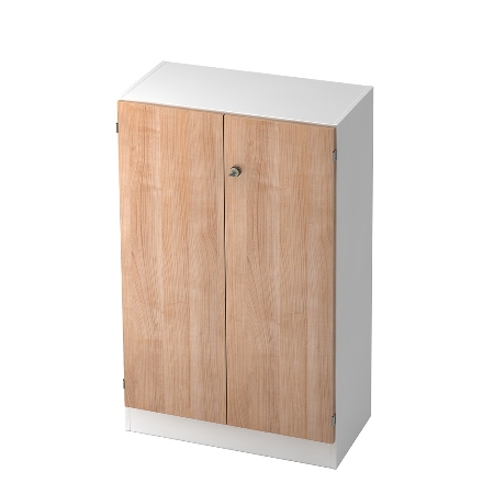 Hammerbacher Büroschrank 6910 SOLIDplus Sockelblende abschließbar 5OH (BxTxH) 100x42x200,4cm SG Weiß/Eiche
